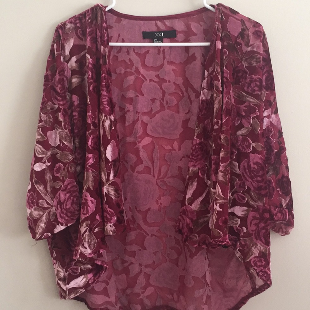 F21 Velvet Rose Kimono Size S
